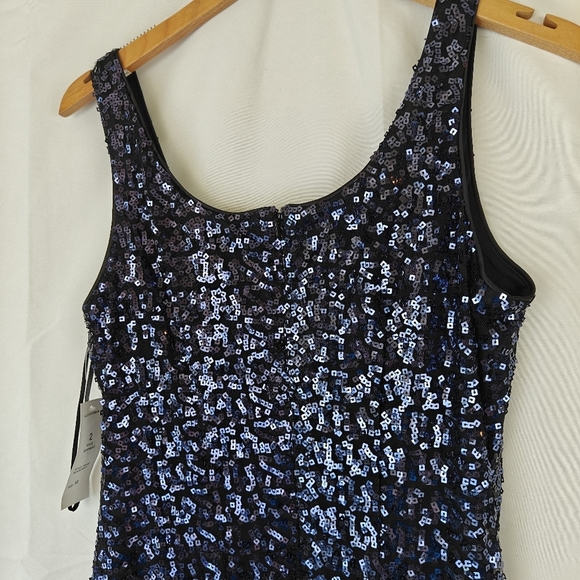 Alex Evenings NWT 2 Piece Garment Maxi Dress Black Navy Sequin Size 10 Women's - Picture 13 of 14